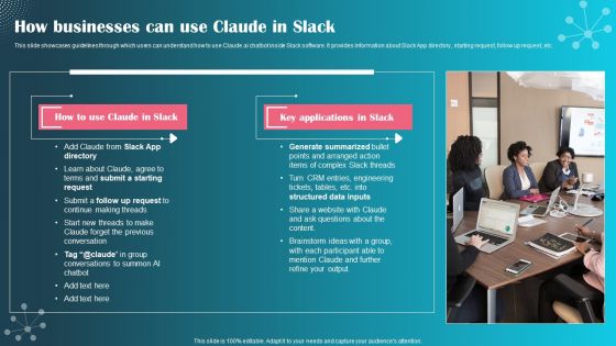 How Businesses Can Use Claude In Slack Ppt PowerPoint Presentation Diagram Images PDF