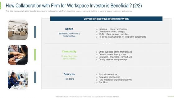 How Collaboration With Firm For Workspace Investor Is Beneficial Services Sample PDF