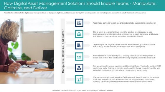 How Digital Asset Management Solutions Should Enable Teams Manipulate Optimize And Deliver Clipart PDF