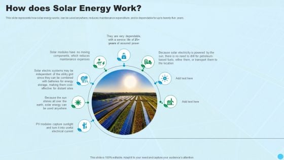 How Does Solar Energy Work Clean And Renewable Energy Ppt PowerPoint Presentation Gallery Ideas PDF