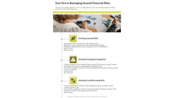 How Firm Is Managing Several Financial Risks Template 41 One Pager Documents