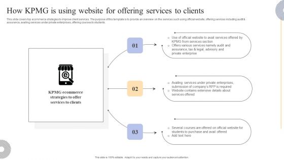 How KPMG Is Using Website For Offering Services To Clients Formats PDF