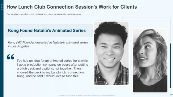 How Lunch Club Connection Sessions Work For Clients Lunchclub Investor Capitalizing Elevator Inspiration Pdf