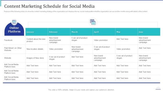 How Make Impactful Product Marketing Message Build Product Differentiation Content Marketing Schedule For Social Media Formats PDF