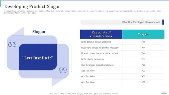 How Make Impactful Product Marketing Message Build Product Differentiation Developing Product Slogan Pictures PDF
