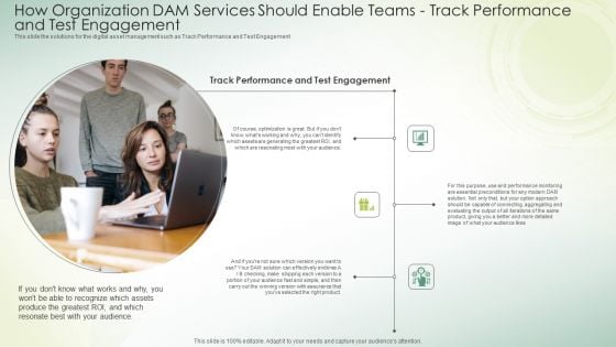 How Organization DAM Services Should Enable Teams Track Performance And Test Engagement Structure PDF