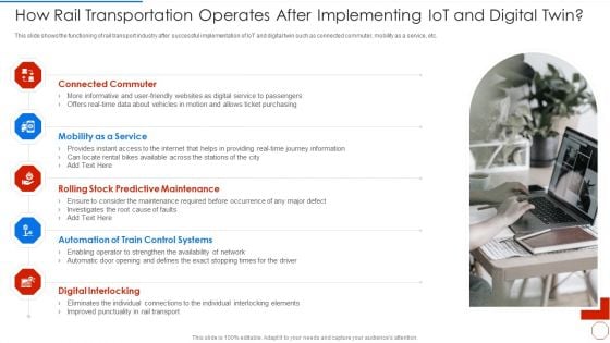 How Rail Transportation Operates After Implementing Iot And Digital Twin Portrait PDF