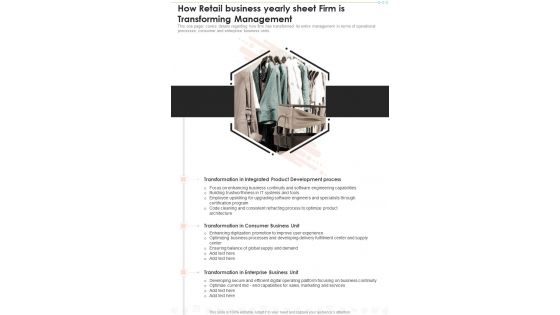 How Retail Business Yearly Sheet Firm Is Transforming Management One Pager Documents