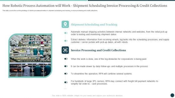 How Robotic Process Automation Will Work Shipment Scheduling Invoice Processing Credit Collections Topics PDF