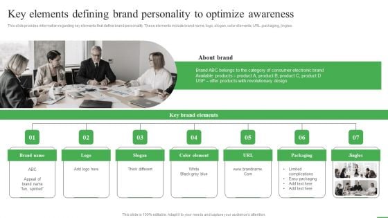 How To Boost Brand Recognition Key Elements Defining Brand Personality To Optimize Diagrams PDF