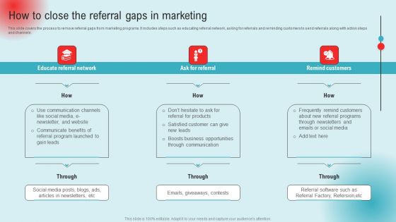How To Close The Referral Gaps In Marketing Ppt PowerPoint Presentation File Slides PDF