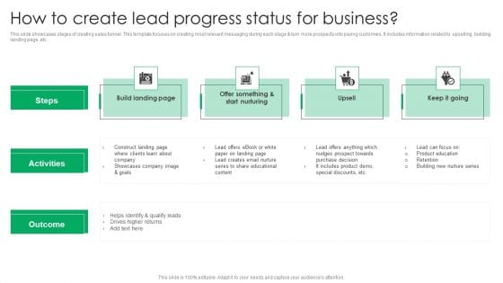 How To Create Lead Progress Status For Business Elements PDF