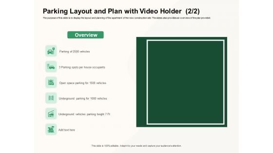 How To Effectively Manage A Construction Project Parking Layout And Plan With Video Holder Occupants Brochure PDF