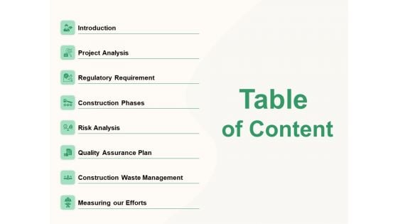 How To Effectively Manage A Construction Project Table Of Content Diagrams PDF