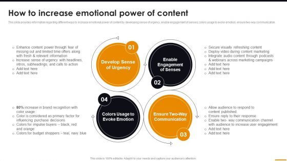 How To Increase Emotional Power Of Content Comprehensive Guide For Brand Recognition Guidelines PDF