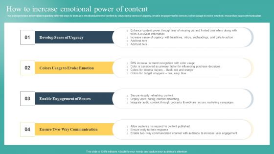 How To Increase Emotional Power Of Content Ppt Layouts Files PDF