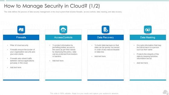 How To Manage Security In Cloud Cloud Computing Security IT Ppt Model Graphic Images PDF