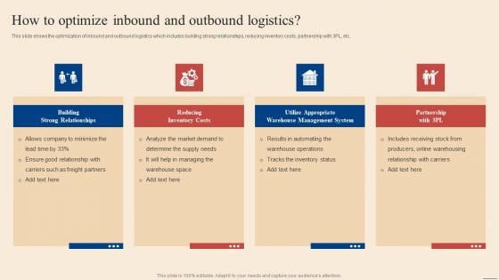 How To Optimize Inbound And Outbound Logistics Inbound Outbound Supply Chain Management Introduction PDF