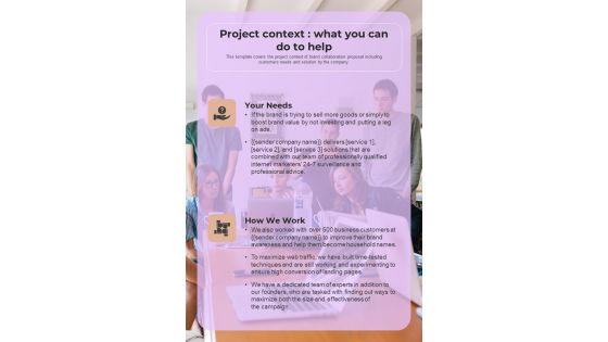 How To Present Brand Partnership Proposal Project Context What You Can Do To Help One Pager Sample Example Document