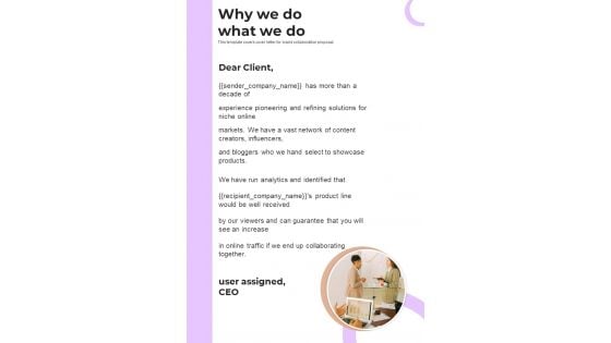 How To Present Brand Partnership Proposal Why We Do What We Do One Pager Sample Example Document How To Present Brand Partnership Proposal Why We Do What We Do One Pager Sample Example Document