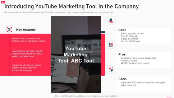 How To Promote Business Using Youtube Marketing Introducing Youtube Marketing Tool In The Company Background PDF