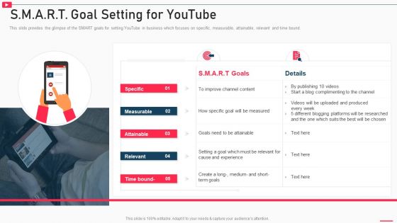 How To Promote Business Using Youtube Marketing S M A R T Goal Setting For Youtube Mockup PDF