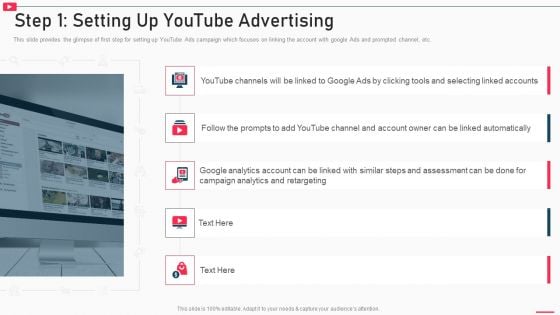 How To Promote Business Using Youtube Marketing Step 1 Setting Up Youtube Advertising Themes PDF