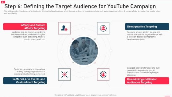 How To Promote Business Using Youtube Marketing Step 6 Defining The Target Audience For Youtube Campaign Graphics PDF