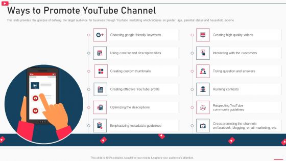 How To Promote Business Using Youtube Marketing Ways To Promote Youtube Channel Template PDF How To Promote Business Using Youtube Marketing Ways To Promote Youtube Channel Template PDF