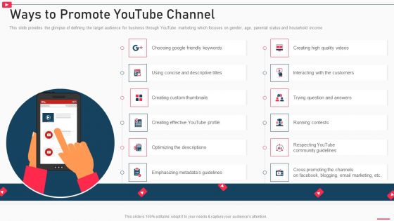 How To Promote Business Using Youtube Marketing Ways To Promote Youtube Channel Template PDF