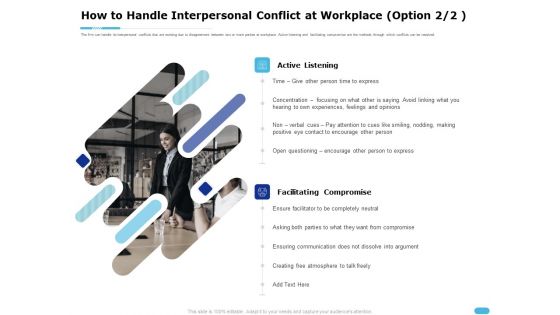 How To Resolve Worksite Disputes How To Handle Interpersonal Conflict At Workplace Diagrams PDF