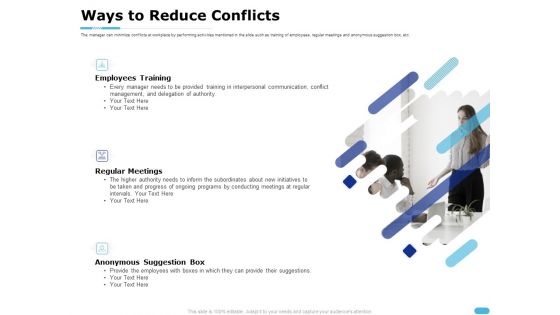 How To Resolve Worksite Disputes Ways To Reduce Conflicts Ppt Portfolio Styles PDF