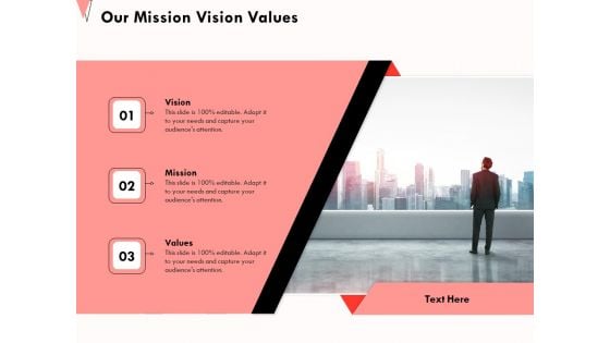 How To Strengthen Relationships With Clients And Partners Our Mission Vision Values Ppt Show Example PDF