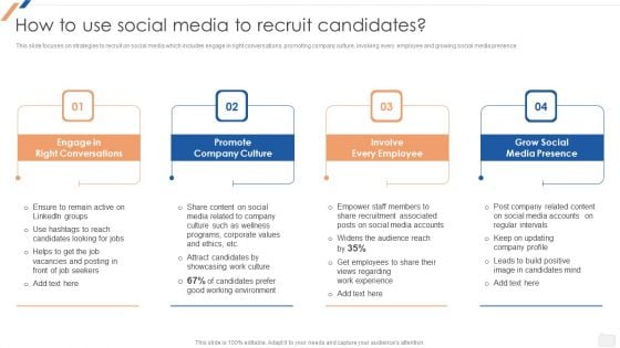 How To Use Social Media To Recruit Candidates Enhancing Social Media Recruitment Process Ideas PDF