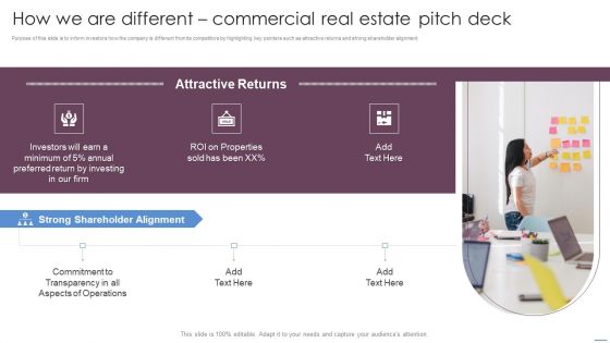 How We Are Different Commercial Real Estate Pitch Deck Structure PDF