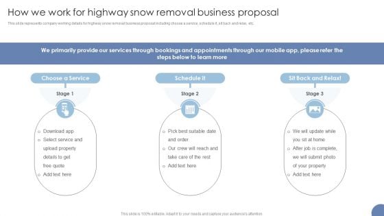 How We Work For Highway Snow Removal Business Proposal Ppt Infographic Template Graphics PDF How We Work For Highway Snow Removal Business Proposal Ppt Infographic Template Graphics PDF