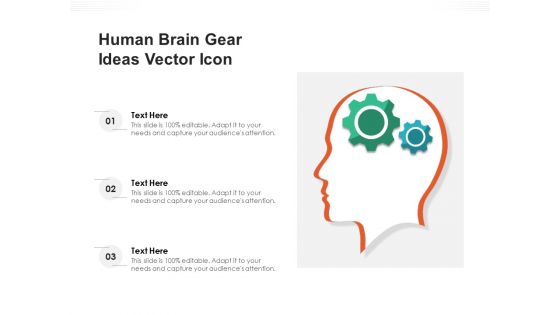 Human Brain Gear Ideas Vector Icon Ppt PowerPoint Presentation File Background Images PDF