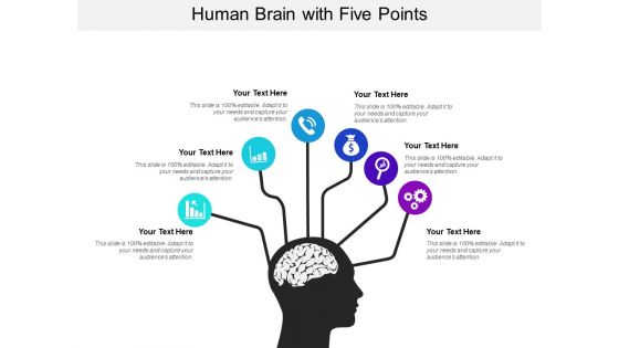 Human Brain With Five Points Ppt PowerPoint Presentation File Inspiration PDF
