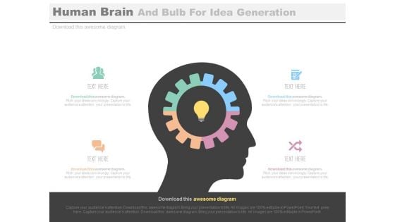 Human Brain With Gear And Bulb Inside Powerpoint Template