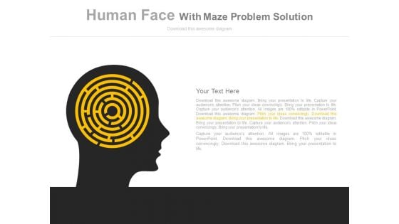 Human Brain With Maze For Complex Process Powerpoint Template