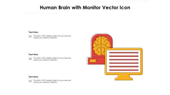 Human Brain With Monitor Vector Icon Ppt PowerPoint Presentation Visual Aids Inspiration PDF