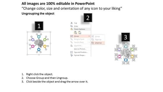 Human Brain With Multiple Gears And Icons Powerpoint Template