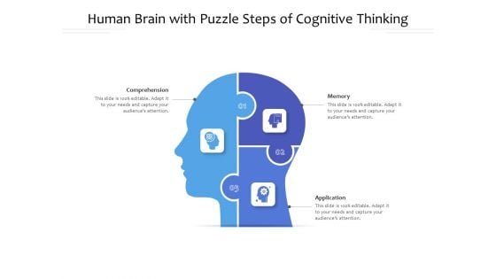 Human Brain With Puzzle Steps Of Cognitive Thinking Ppt PowerPoint Presentation Portfolio Designs Download PDF