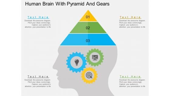 Human Brain With Pyramid And Gears Powerpoint Templates
