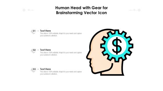 Human Head With Gear For Brainstorming Vector Icon Ppt PowerPoint Presentation Gallery Vector PDF