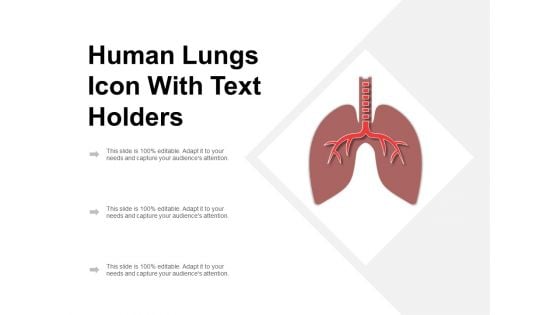 Human Lungs Icon With Text Holders Ppt PowerPoint Presentation Outline Graphics Download