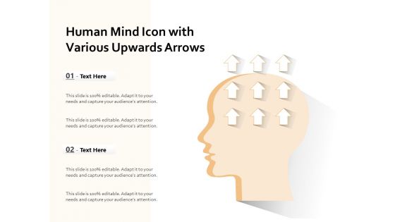 Human Mind Icon With Various Upwards Arrows Ppt PowerPoint Presentation Show Format Ideas PDF