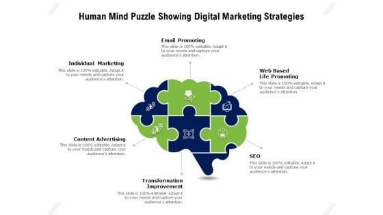 Human Mind Puzzle Showing Digital Marketing Strategies Ppt PowerPoint Presentation File Deck PDF