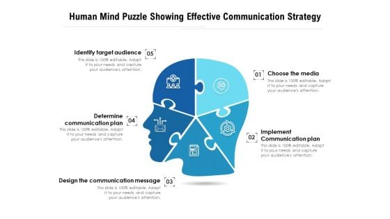 Human Mind Puzzle Showing Effective Communication Strategy Ppt PowerPoint Presentation Gallery Design Templates PDF