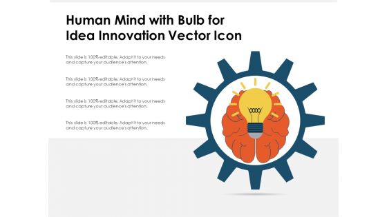 Human Mind With Bulb For Idea Innovation Vector Icon Ppt PowerPoint Presentation Infographic Template Clipart Images PDF